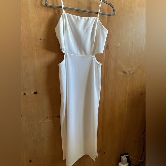 Lulu’s White Cutout Midi Dress - Brides Bachelorette Rehearsal Shower - Picture 2 of 6